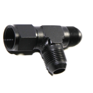 1x Flare 3 Way T Tee Fitting Adapter BLACK AN8 Male to AN8 8-AN Female