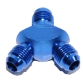 AN6 6-AN Male to 2X AN6 6-AN Male 3-Way Y-Block Aluminum Fitting Adapter Blue