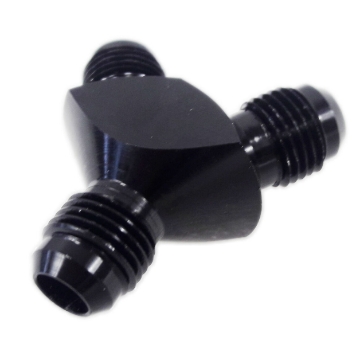 AN6 6-AN Male to 2X AN6 6-AN Male Y-Block Male Flare Fitting Adapter Black