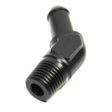 Black 1/4" NPT Male to 3/8" Hose Barb 45° Deg Fuel Oil Gas Line Fitting Adapter