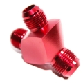 Fitting Adapter 3-Way Y-Block AN12 12-AN Male to (two) AN10 10-AN Male RED