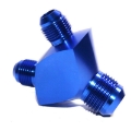 Fitting Adapter 3-Way Y-Block AN12 12-AN Male to (two) AN8 8-AN BLUE