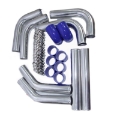 New 3" Universal Intercooler Charge Pipe+Blue Silicones Hose Coupler+SS Clamps