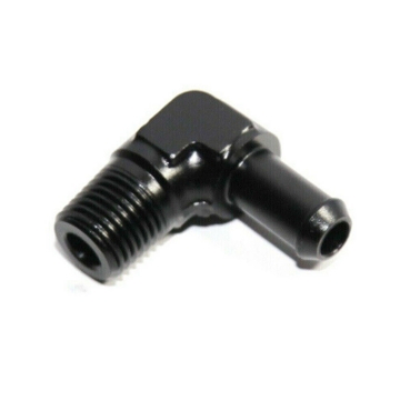 New 90Deg Fuel Oil Gas Line 1/4"NPT Male to 3/8" Hose Barb Fitting Adapter Black