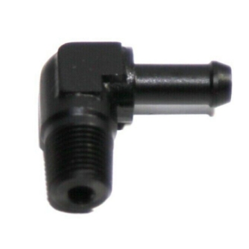 (one) 1/8NPT Male to 1/4" Hose Barb 90 Degree Aluminum Fitting Adapter Black
