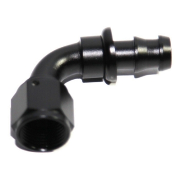 (one) 90 Degree AN8 8AN AN-8 Push On/ Push Lock Hose End Fitting Adapter Black