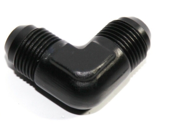 Picture of (one) 90 Degree AN8 8AN Male to AN-8 Male Swivel Fuel Oil Gas Line Fitting Black