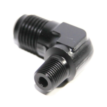 (one) AN6 6AN Male to 1/8NPT Male 90°Deg Fuel Oil Gas Line Fitting Adapter Black