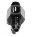 Picture of (one) Black AN4 Male to 1/8NPT Male Straight Flare Fitting w/1/8NPT Gauge Port