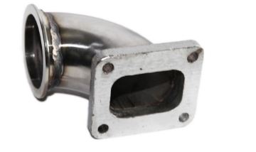 Picture of VERTICAL T4 Flange to 3" V-band Flange 90Degree Elbow Pipe Adapter